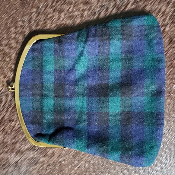 VTG BEST & CO Fifth Ave NY, plaid clutch, black watch Tartan, blue/green - Picture 2 of 9